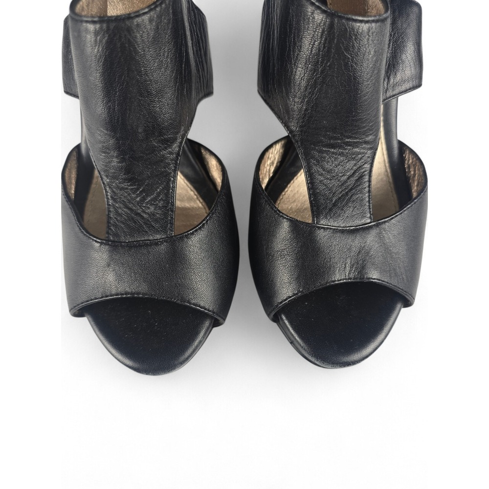 Sofft Black Leather Peep Toe Cut Out Heels Back Zip Stiletto Sandals Womens 9.5M - Picture 7 of 10
